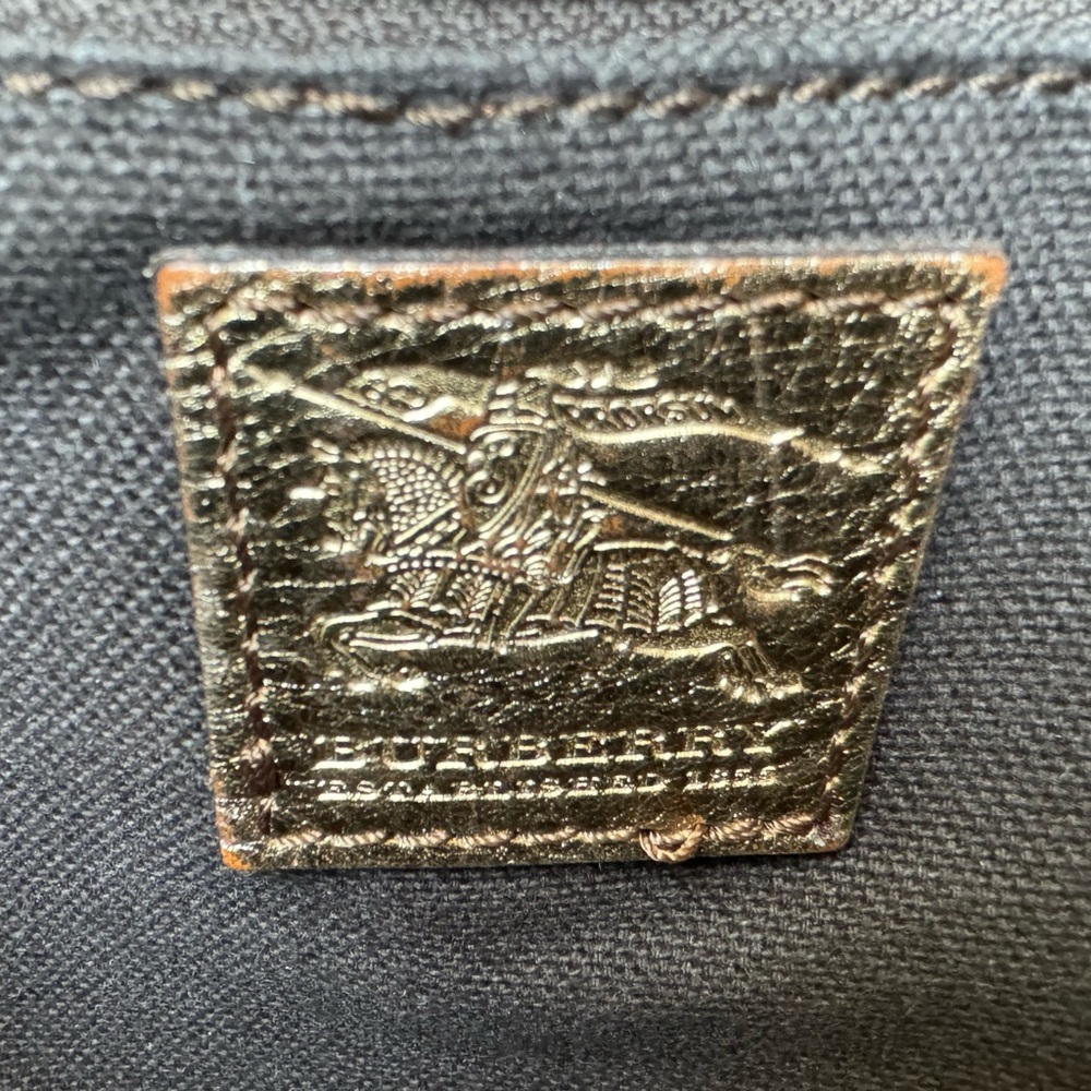 Burberry Haymarket Check Pattern Metallic Handle Thornley Satchel Bowling Bag - Picture 9 of 16